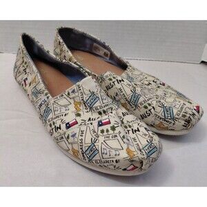 Toms Alpargata Austin Texas Print Limited Edition Women's Size 8.5